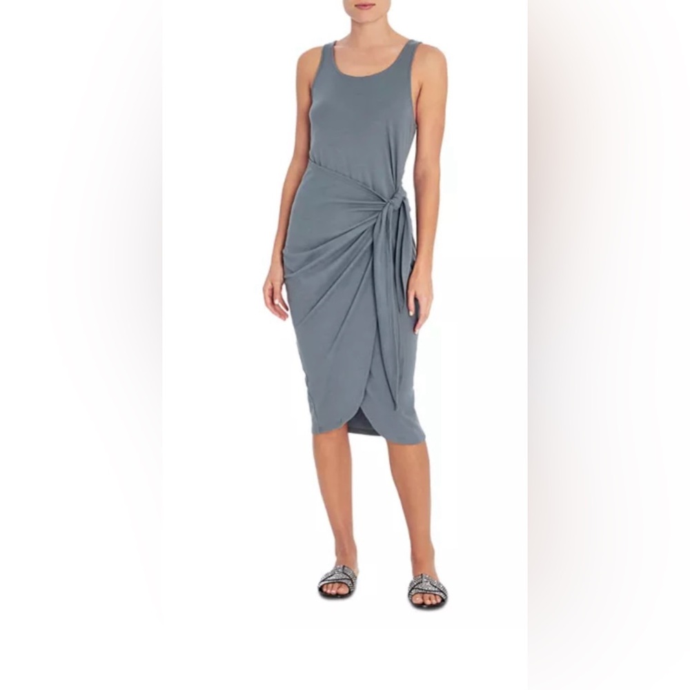 Three Dots Faux Wrap Sheath Dress
